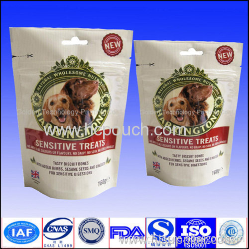 Plastic Dog Food Stand Up Bag With Tear Notch 